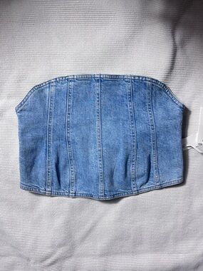 Aritzia Denim Forum ‘90S Debbie Demin Crop Top - Large NWT